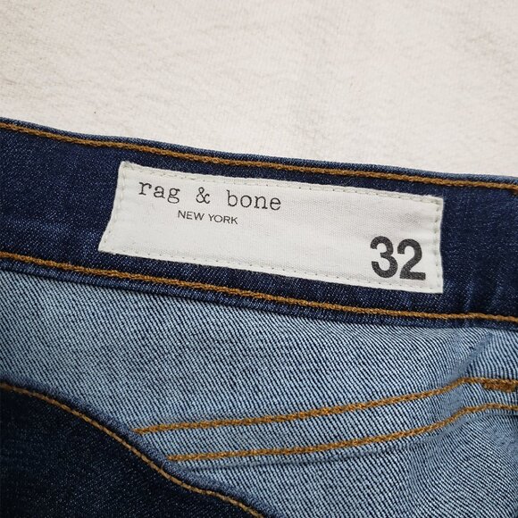 Rag & Bone High Rise Ankle Skinny Jeans Size 32 Dark Wash Stretch Denim - Picture 3 of 16
